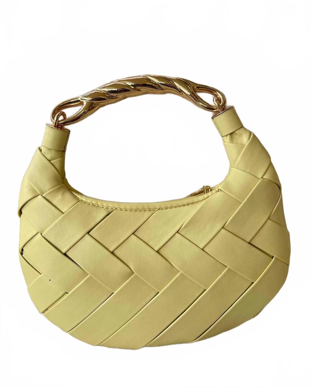 NEW URBAN EXPRESSIONS women's kelly woven crossbody handbag in butter yellow